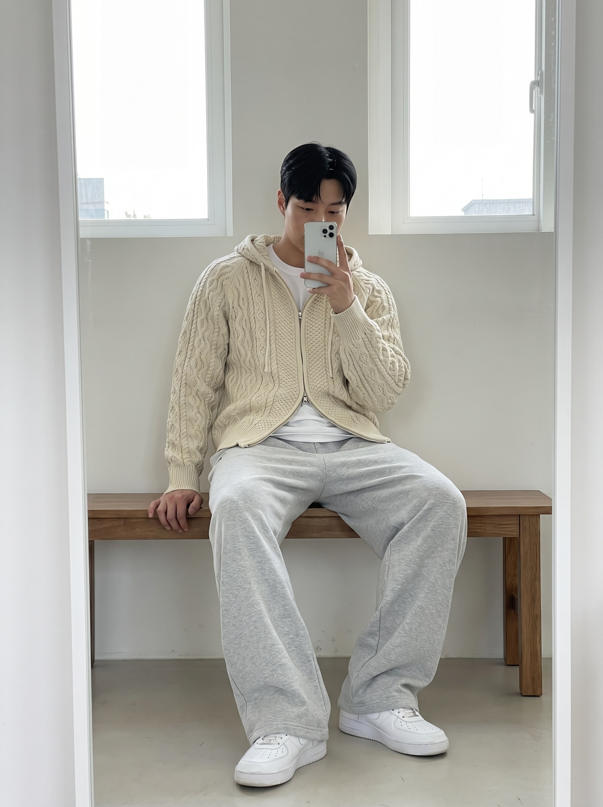 Autumn Cable Knit Hoodie Set