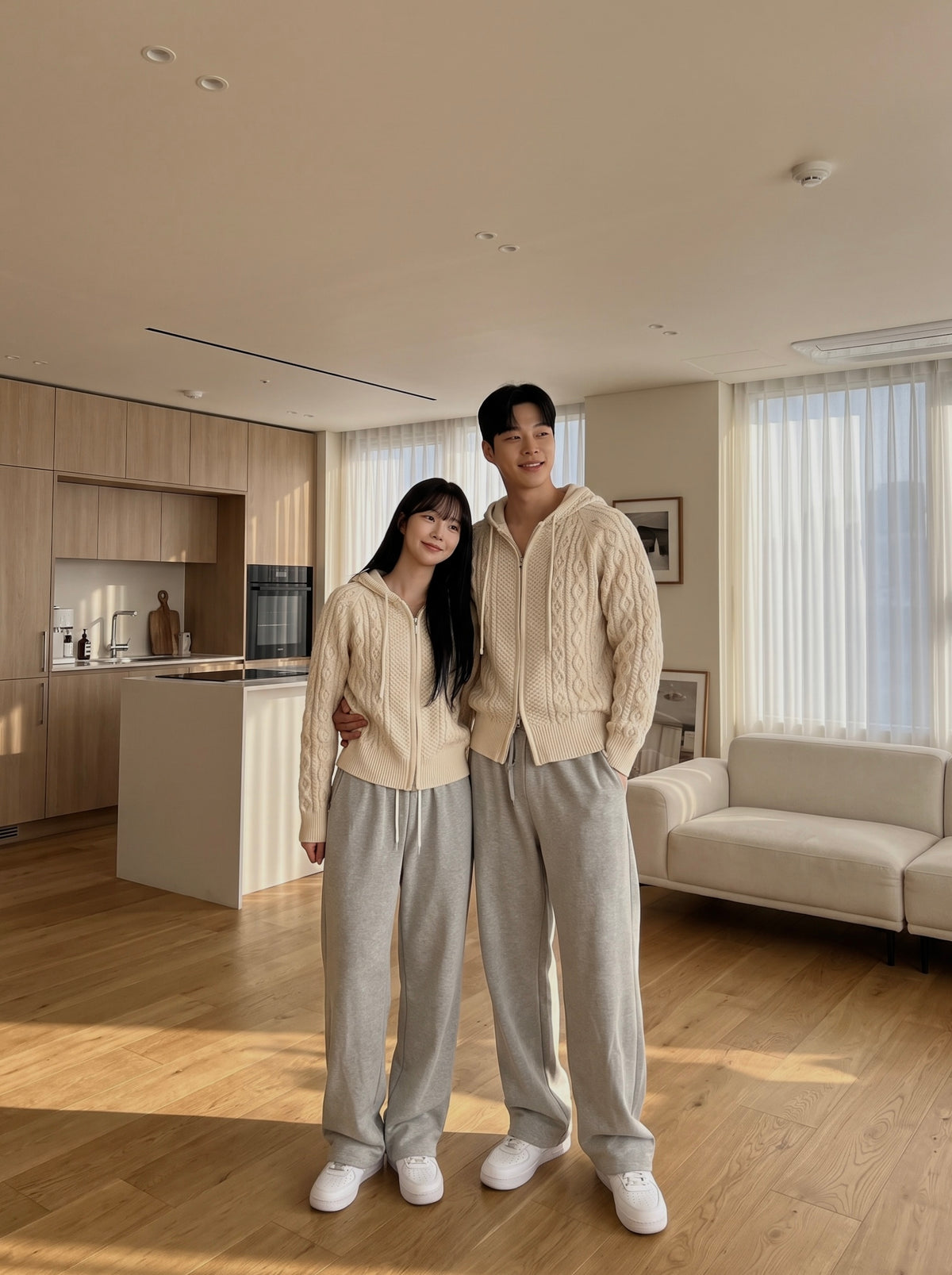 Autumn Cable Knit Hoodie Set