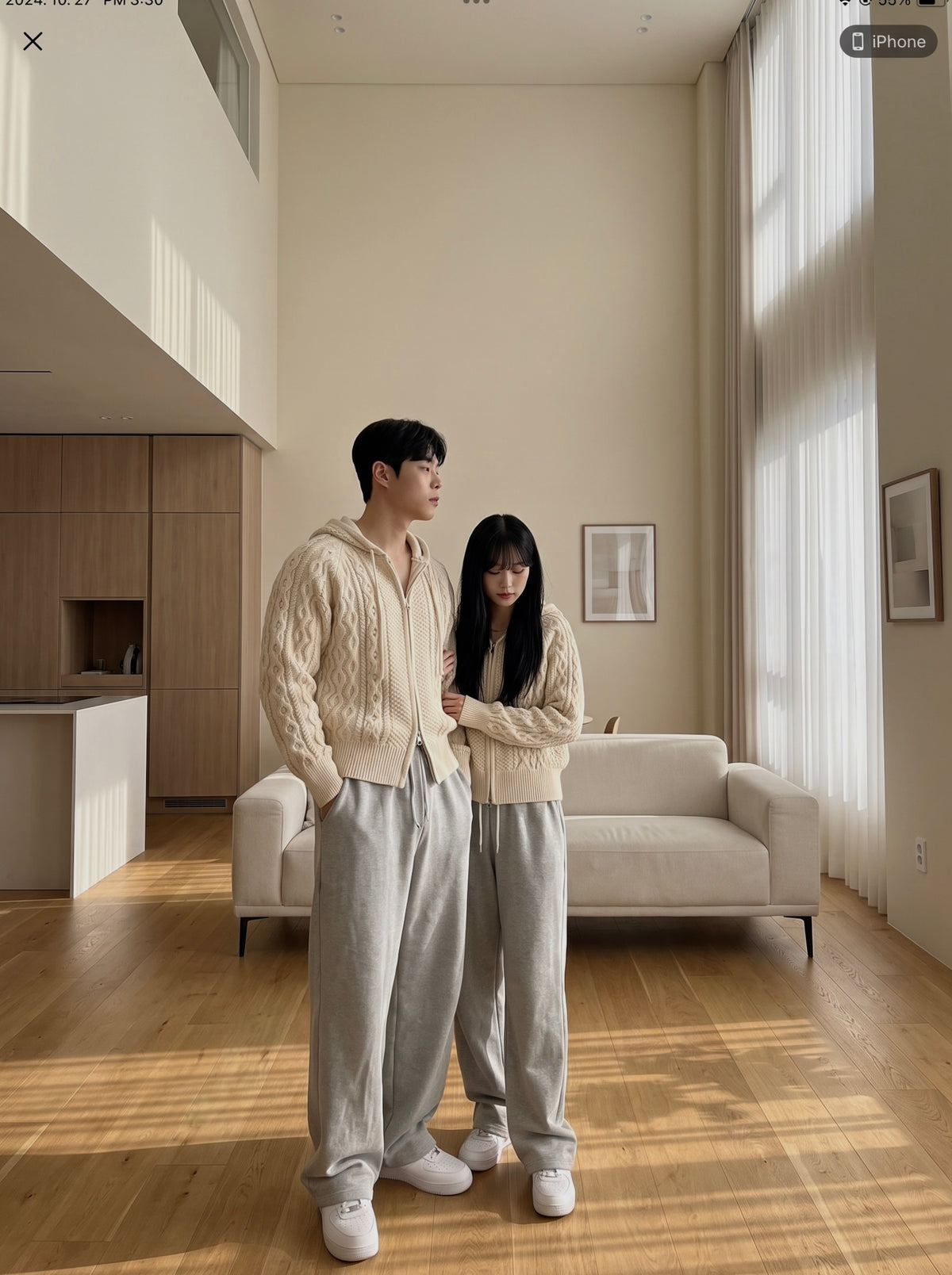Autumn Cable Knit Hoodie Set