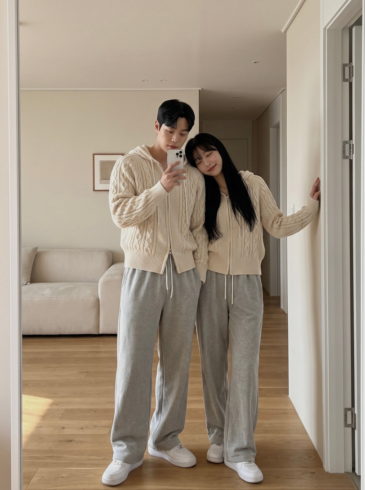 Autumn Cable Knit Hoodie Set