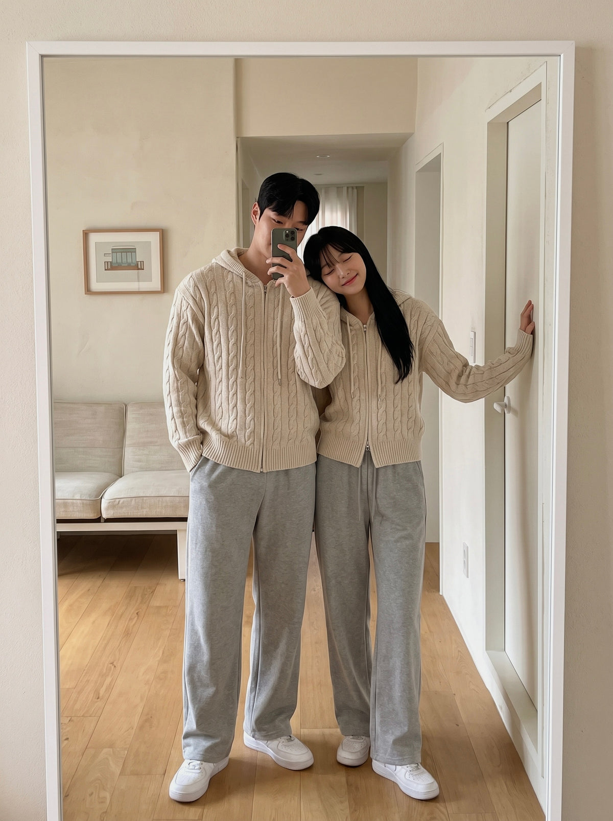 Autumn Cable Knit Hoodie Set