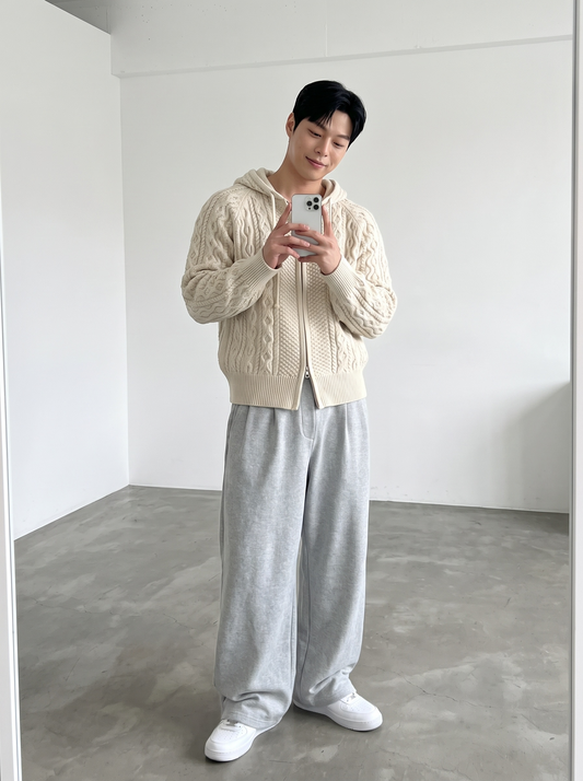 Autumn Cable Knit Hoodie Ivory